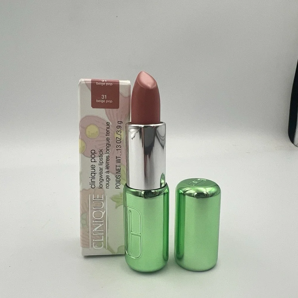 NEW! Clinique Pop Longwear Lipstick Satin Color #31 Beige Pop Full Size .13 OZ